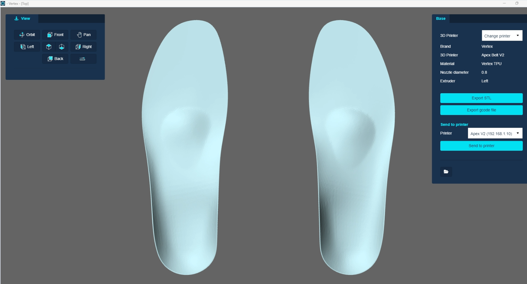 OrthoCAD 3D insole design software interface