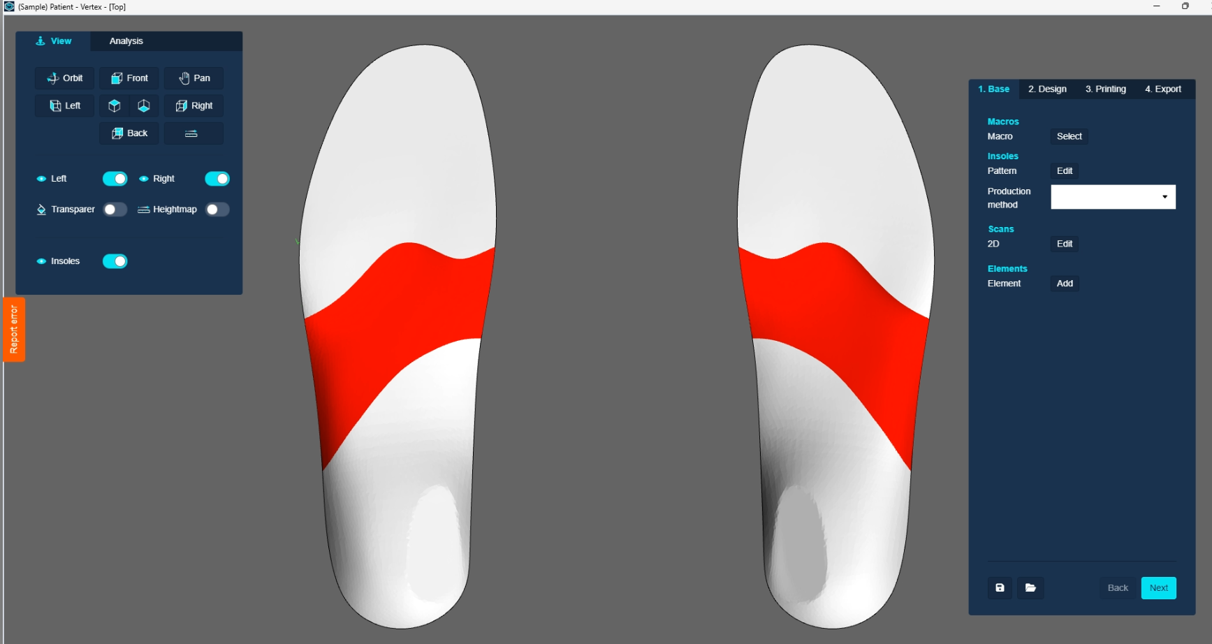 OrthoCAD multi-density zone configuration for variable stiffness orthotic design